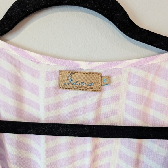 Elegant Skemo Lavender Striped Maxi Dress With Bell Sleeves. Sz. M - Picture 4 of 9